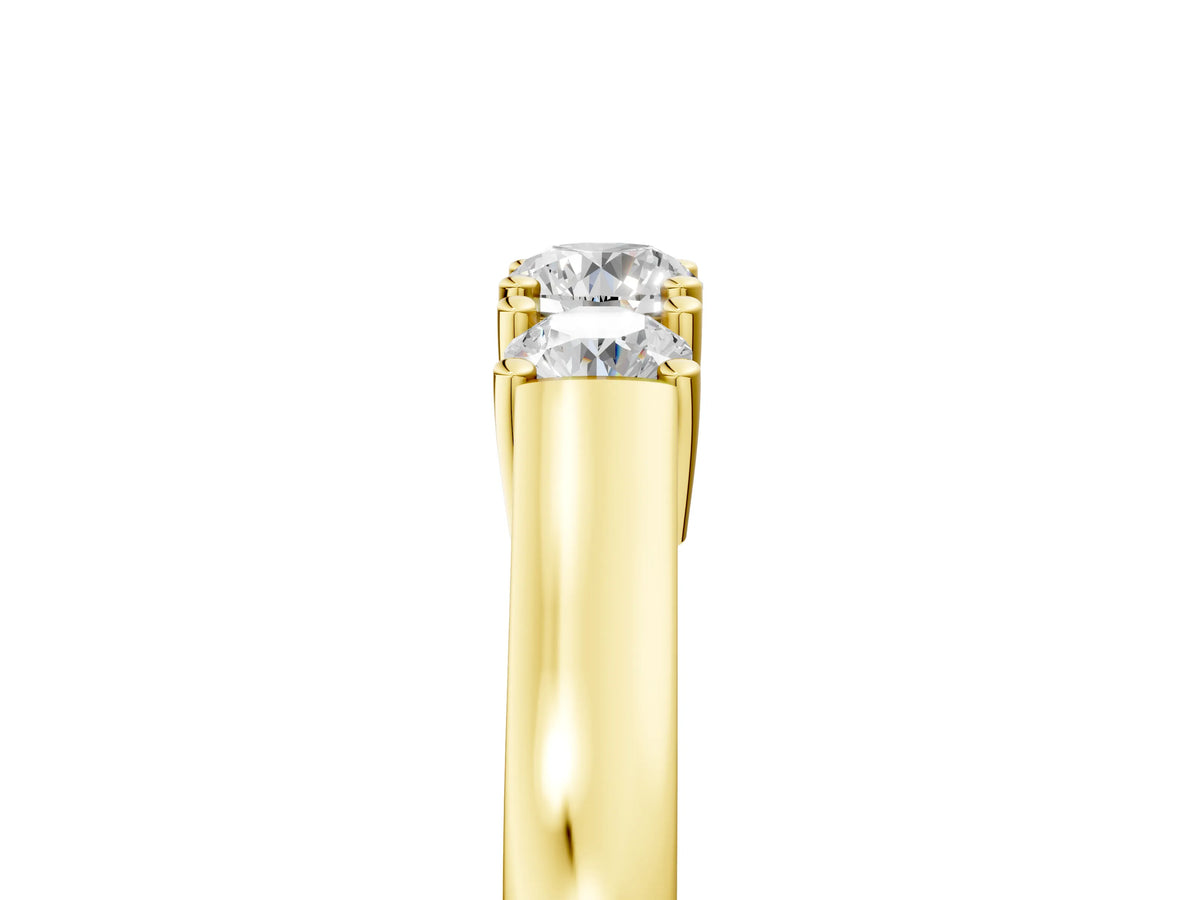 Yellow gold Three-Stone Round Cut Diamond Channel Set Band with Prong Setting_5