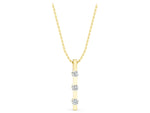 Yellow gold Three-Stone Round Diamond Bar Pendant with Channel Setting_1