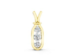 Yellow gold Three-Stone Round Diamond Bezel Pendant