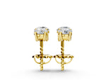 Yellow gold Three-Stone Round Diamond Channel Band Prong-Set Earrings