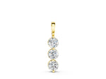 Yellow gold Three-Stone Round Diamond Drop Pendant with Four-Prong Setting