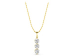 Yellow gold Three-Stone Round Diamond Drop Pendant with Four-Prong Setting_1