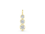 Yellow gold Three-Stone Round Diamond Drop Pendant with Prong Setting
