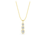 Yellow gold Three-Stone Round Diamond Drop Pendant with Prong Setting_1