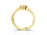 Yellow gold Three-Stone Round Diamond Leaf Bypass Ring with Bezel Setting_3