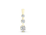 Yellow gold Three-Stone Round Diamond Prong-Set Pendant