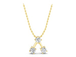 Yellow gold Three-Stone Round Diamond Prong Set Pendant_1