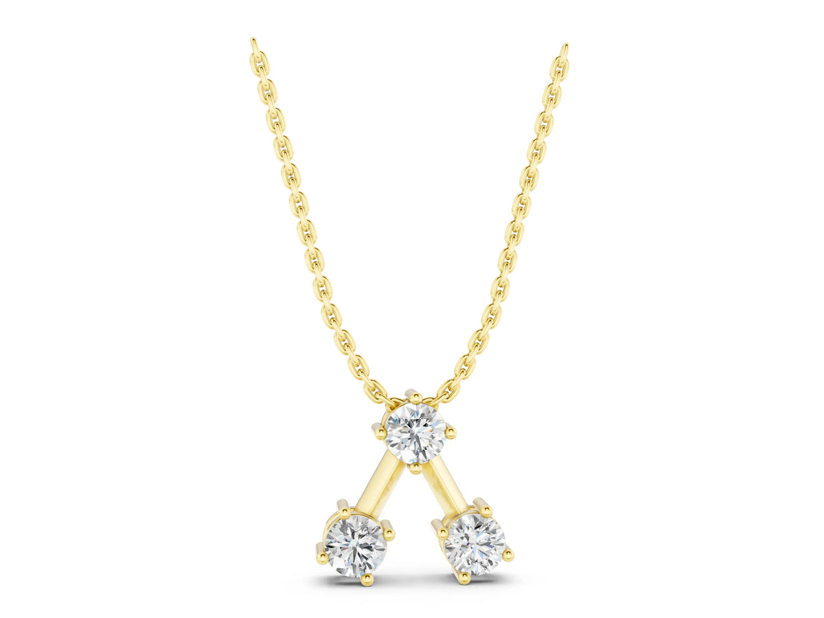 Yellow gold Three-Stone Round Diamond Prong Set Pendant_1