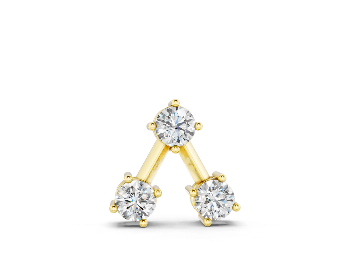 Yellow gold Three-Stone Round Diamond Prong Set Pendant
