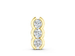 Yellow gold Three Stone Round Diamond Shared Prong Pendant