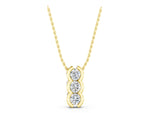 Yellow gold Three Stone Round Diamond Shared Prong Pendant_1