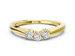 Yellow gold Three-Stone Round Diamond Tension Set Solitaire Band with Prong Setting