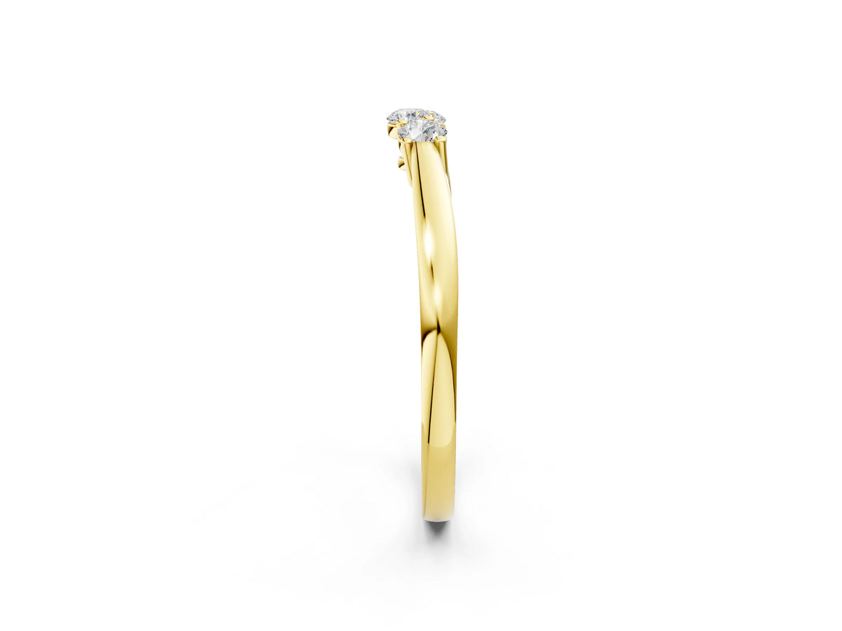 Yellow gold Three-Stone Round Diamond Tension Set Solitaire Band with Prong Setting_2