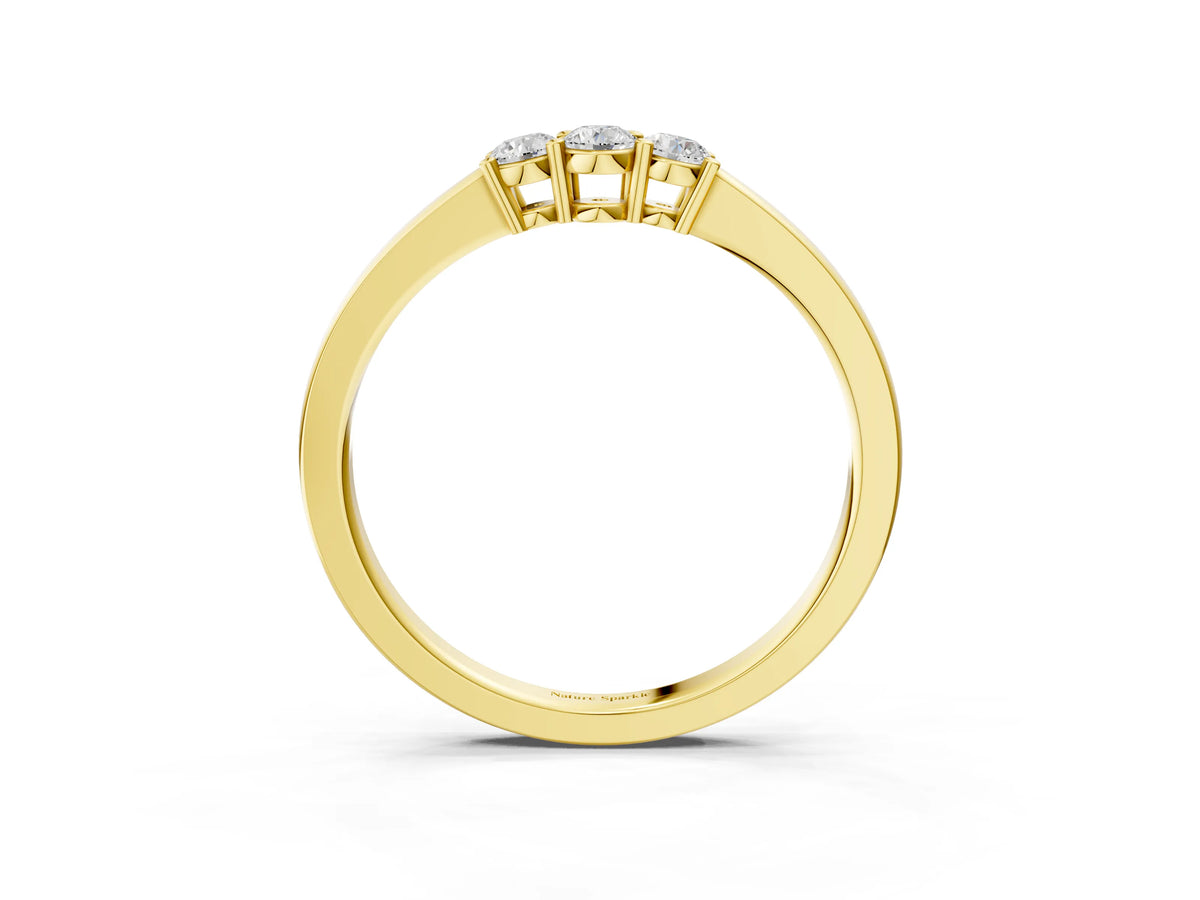 Yellow gold Three-Stone Round Diamond Tension Set Solitaire Band with Prong Setting_3