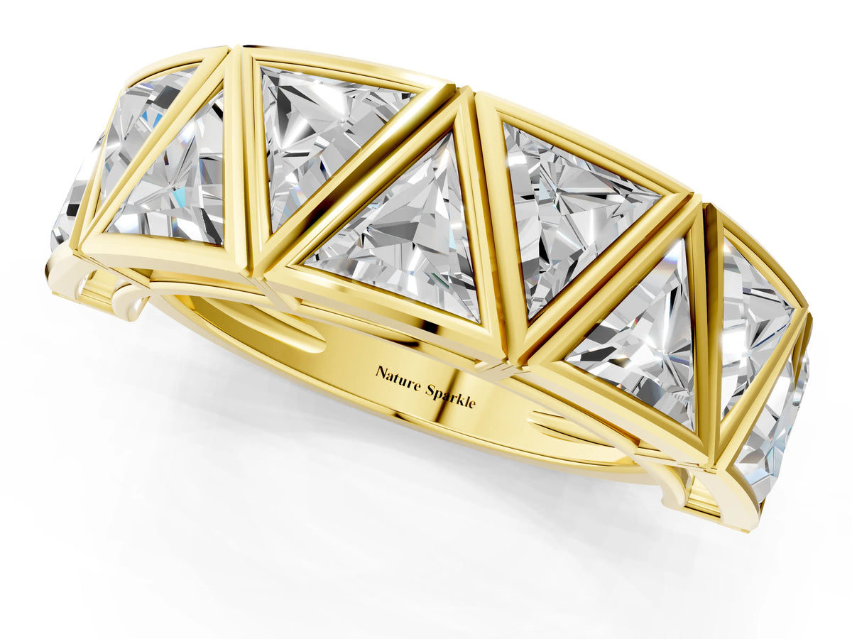 Yellow gold Triangle Diamond Geometric Mens Band_1