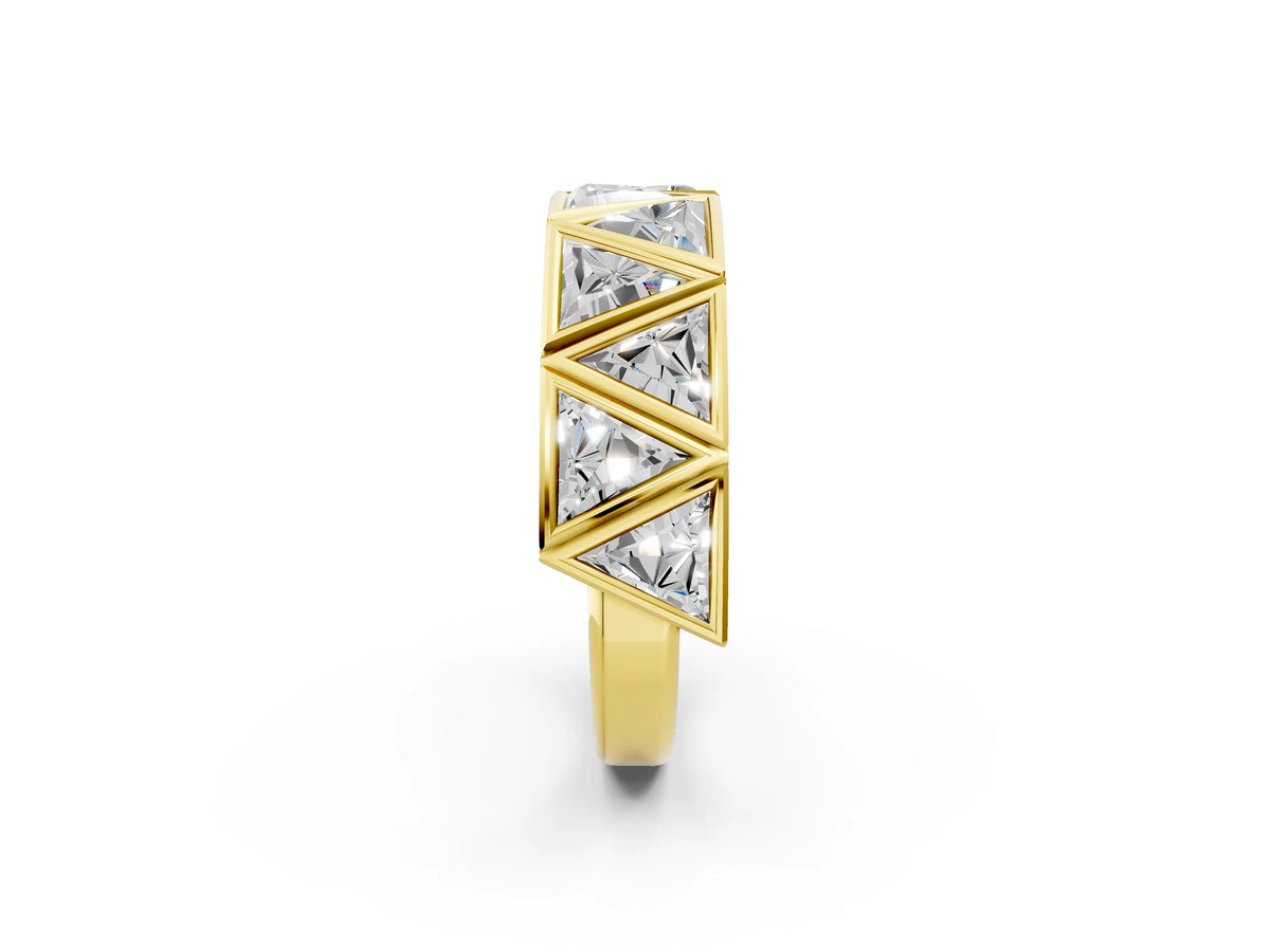Yellow gold Triangle Diamond Geometric Mens Band_2
