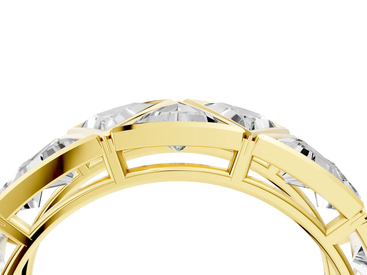 Yellow gold Triangle Diamond Geometric Mens Band_4