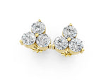 Yellow gold Triangular Cluster Round Diamond Stud Earrings with Prong Setting_1