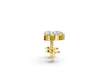 Yellow gold Triangular Cluster Round Diamond Stud Earrings with Prong Setting_2