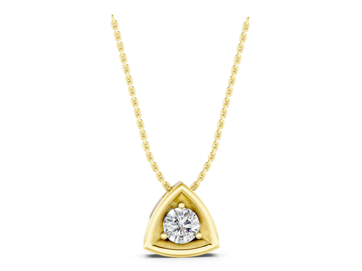 Yellow gold Trillion Cut Diamond Bezel Pendant_1