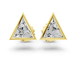 Yellow gold Trillion Diamond Bezel-Set Solitaire Stud Earrings