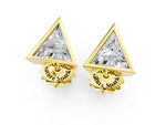 Yellow gold Trillion Diamond Bezel-Set Solitaire Stud Earrings_1