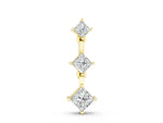 Yellow gold Triple Princess Cut Drop Pendant with Four-Prong Setting