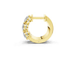 Yellow gold Triple Round Diamond Huggie Earrings with Prong Setting_1
