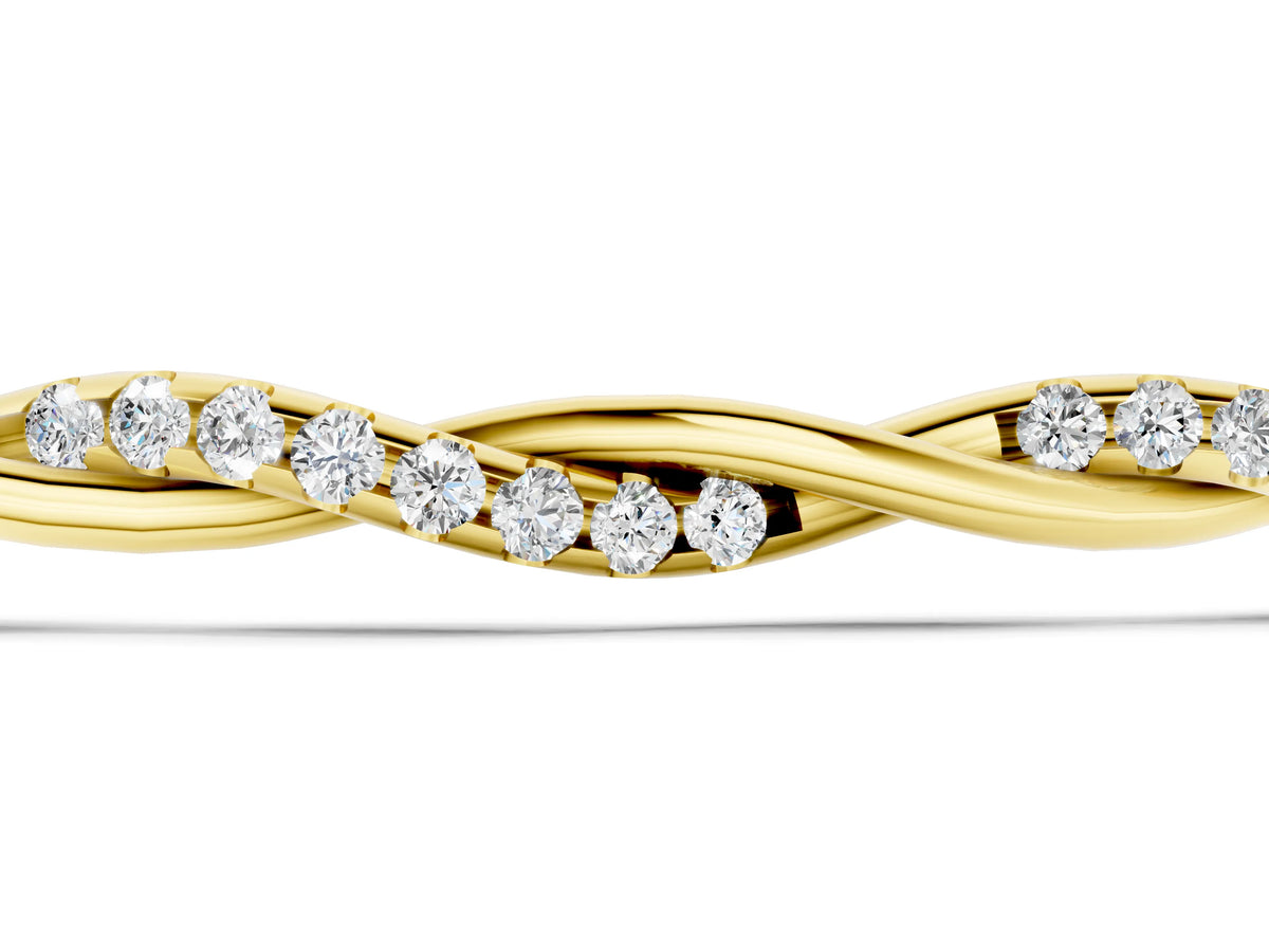 Yellow gold Twisted Diamond Round-Cut Cable Chain Bracelet with Bezel Setting_1