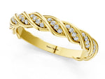 Yellow gold Twisted Pavé Round Diamond Eternity Band with Shared Prong Setting_1