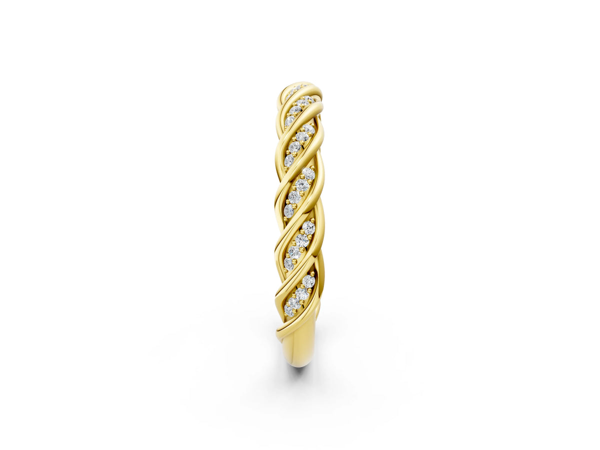Yellow gold Twisted Pavé Round Diamond Eternity Band with Shared Prong Setting_2