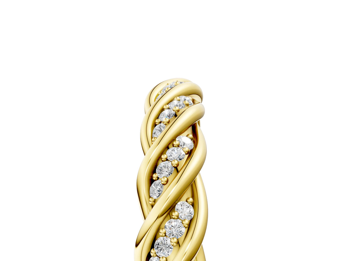 Yellow gold Twisted Pavé Round Diamond Eternity Band with Shared Prong Setting_5
