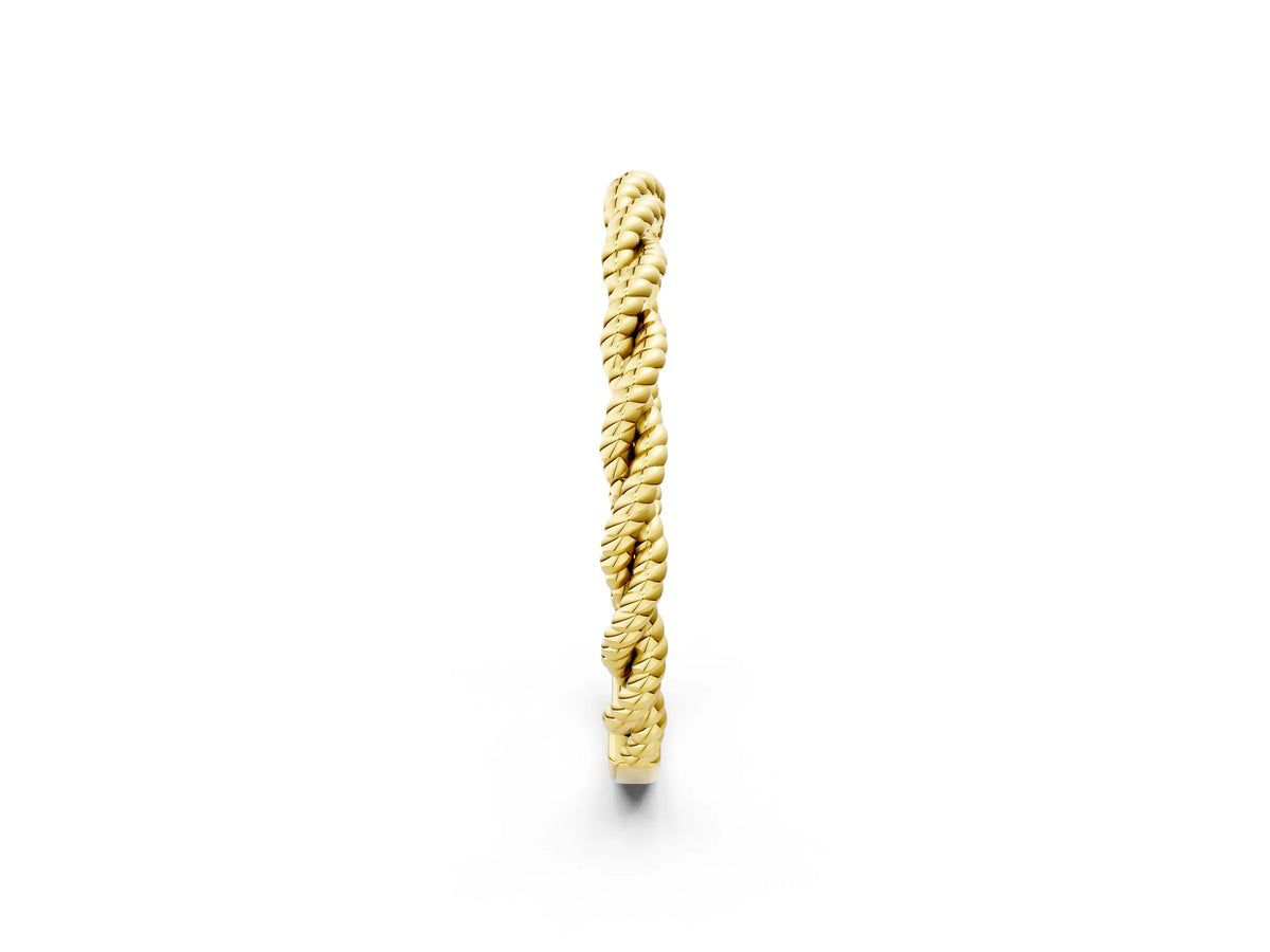 Yellow gold Twisted Rope Solitaire Band with Round Stone and Bezel Setting_2