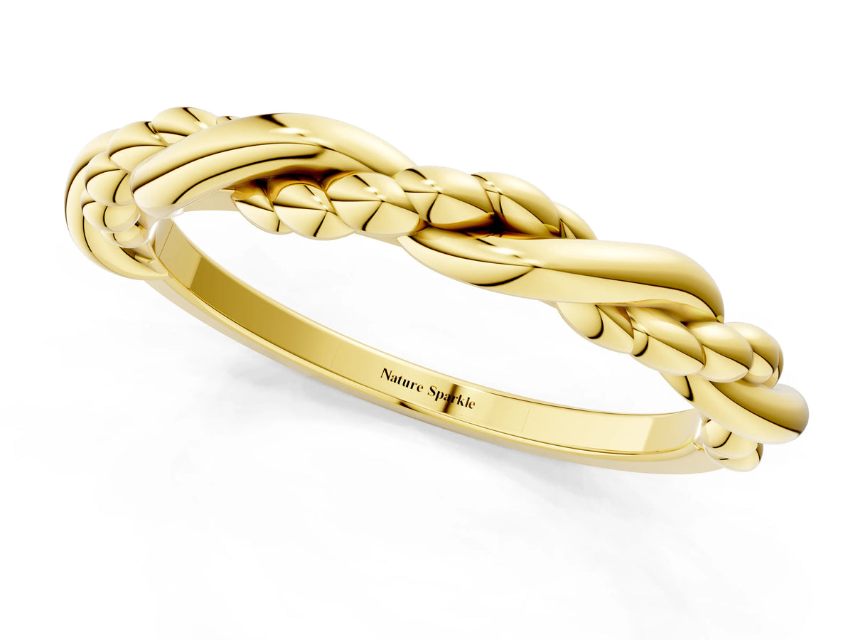 Yellow gold Twisted Rope Solitaire Band_1