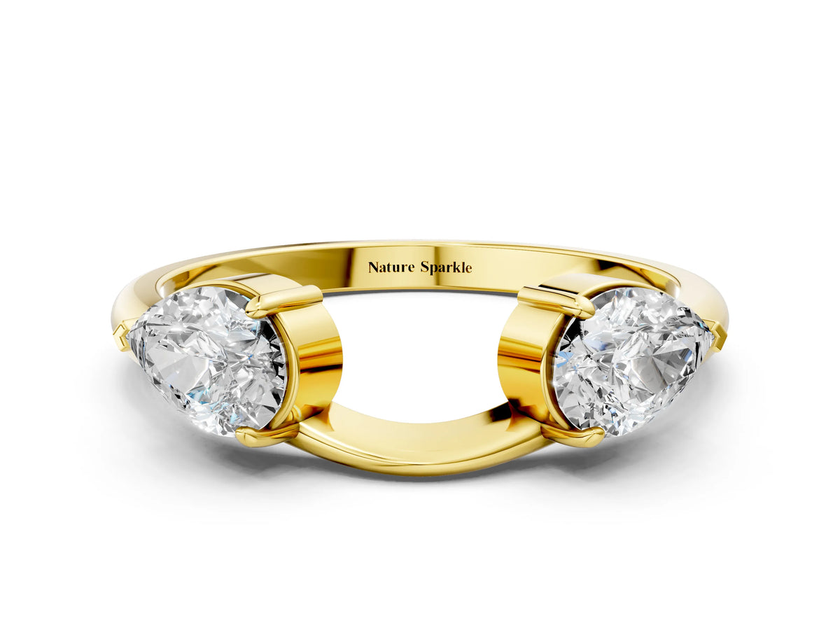 Yellow gold Two-Stone Pear Diamond Bypass Ring with Prong Setting