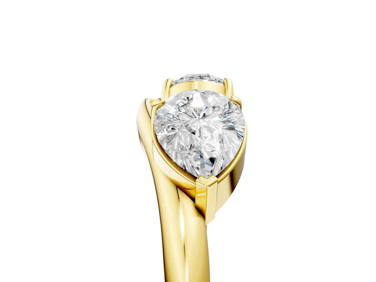 Yellow gold Two-Stone Pear Diamond Bypass Ring with Prong Setting_5