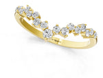 Yellow gold V-Shaped Diamond Cluster Curved Band with Round Brilliant Cut Stones and Prong Setting_1