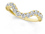 Yellow gold V-Shaped Diamond Round Cut Pavé Band with Prong Setting_1