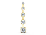 Yellow gold Vertical Bar Pendant with Round Brilliant Diamonds in Prong Setting