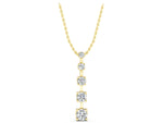 Yellow gold Vertical Bar Pendant with Round Brilliant Diamonds in Prong Setting_1