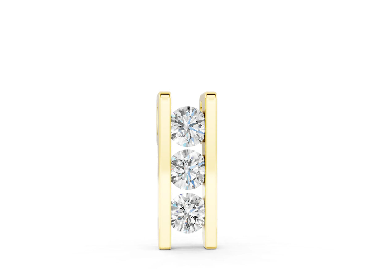 Yellow gold Vertical Channel-Set Round Diamond Bar Pendant