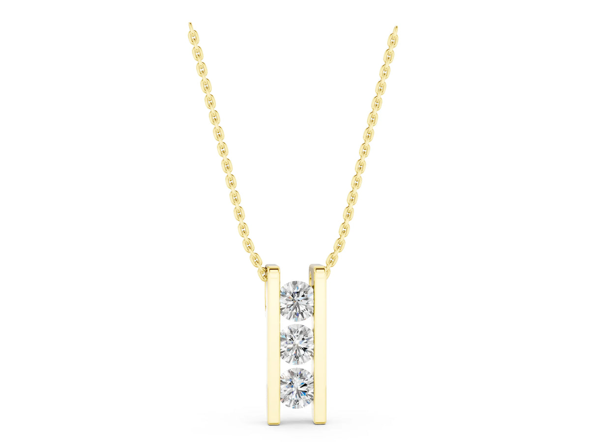 Yellow gold Vertical Channel-Set Round Diamond Bar Pendant_1