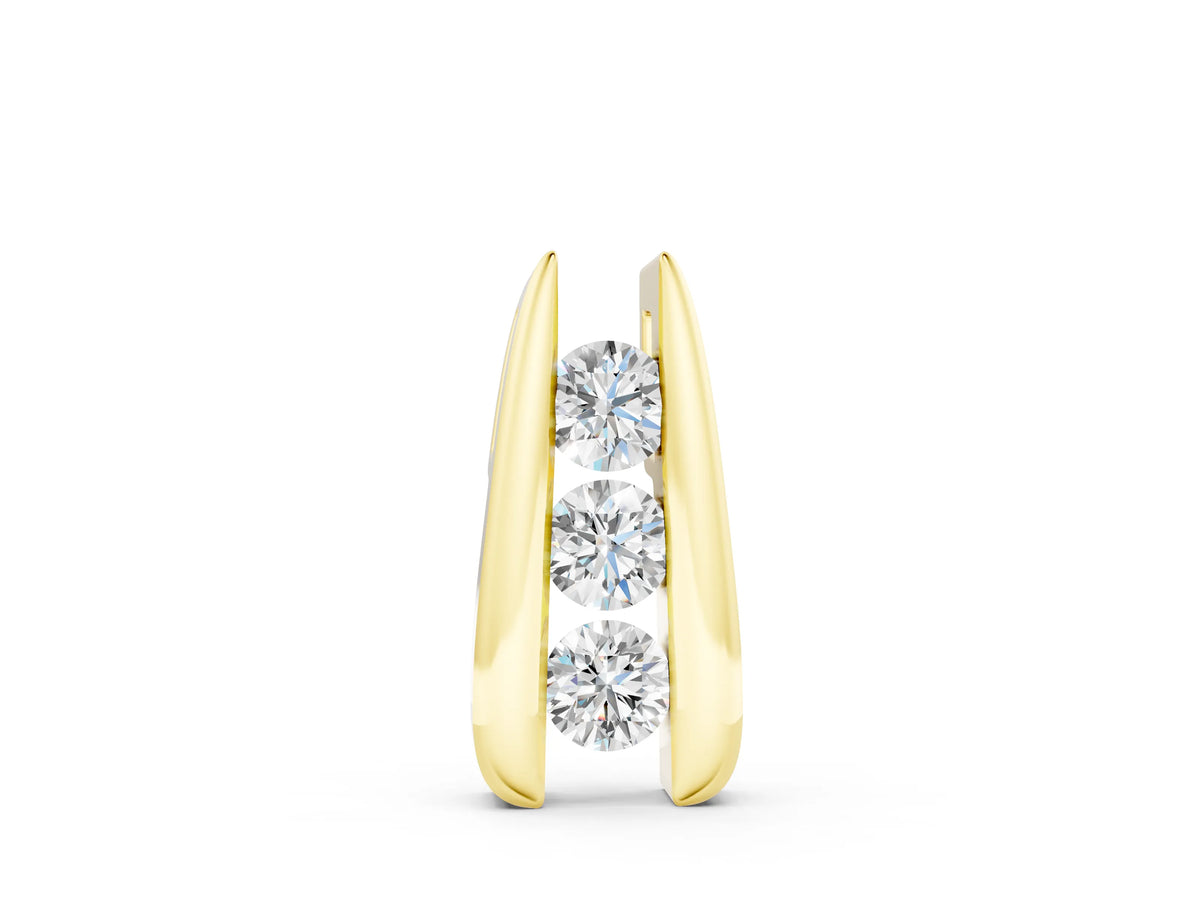 Yellow gold Vertical Channel Set Round Diamond Pendant