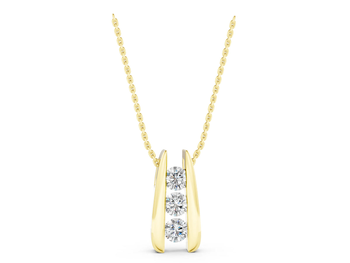 Yellow gold Vertical Channel Set Round Diamond Pendant_1