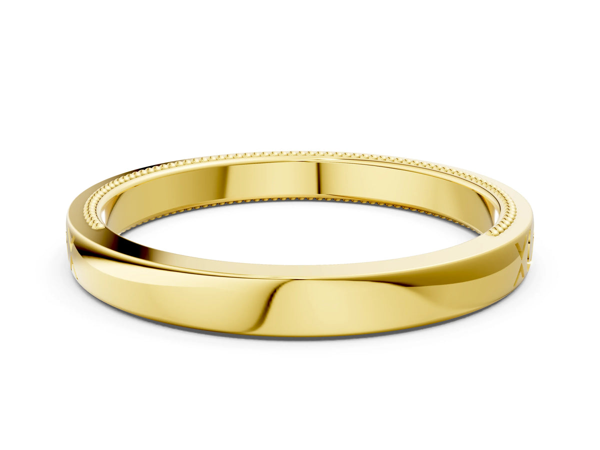 Yellow gold Vintage Engraved Milgrain Band