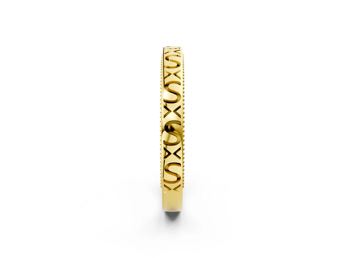 Yellow gold Vintage Engraved Milgrain Band_2