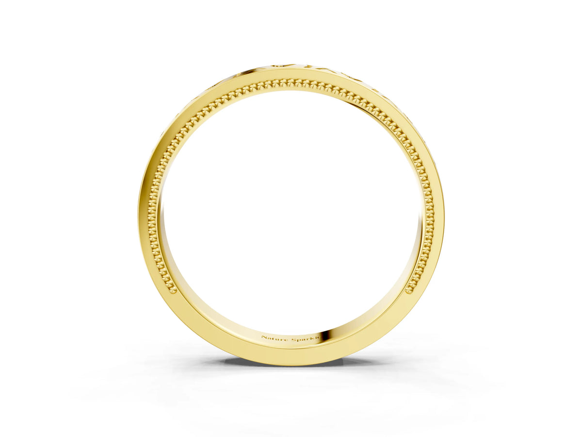 Yellow gold Vintage Engraved Milgrain Band_3