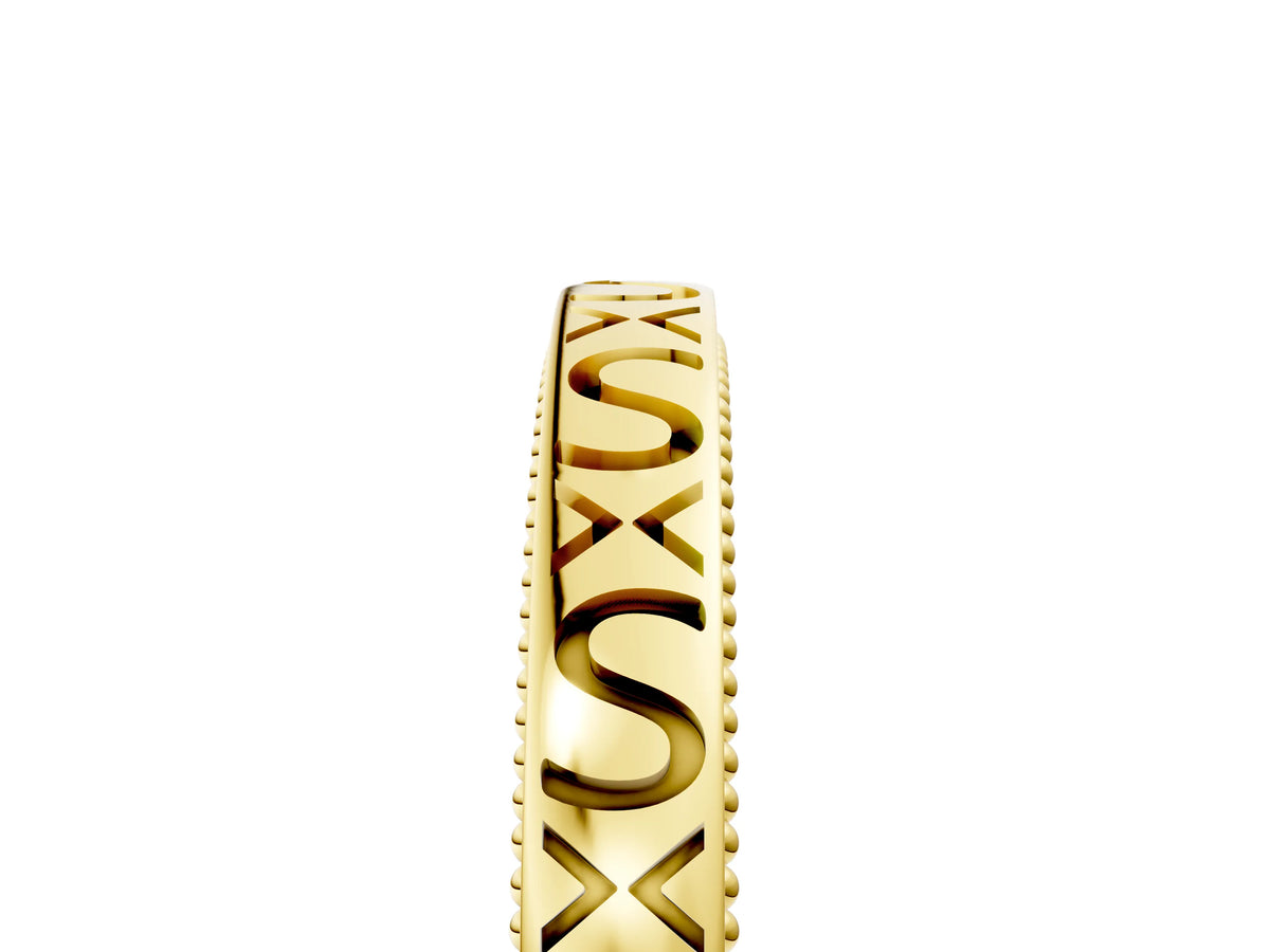 Yellow gold Vintage Engraved Milgrain Band_5