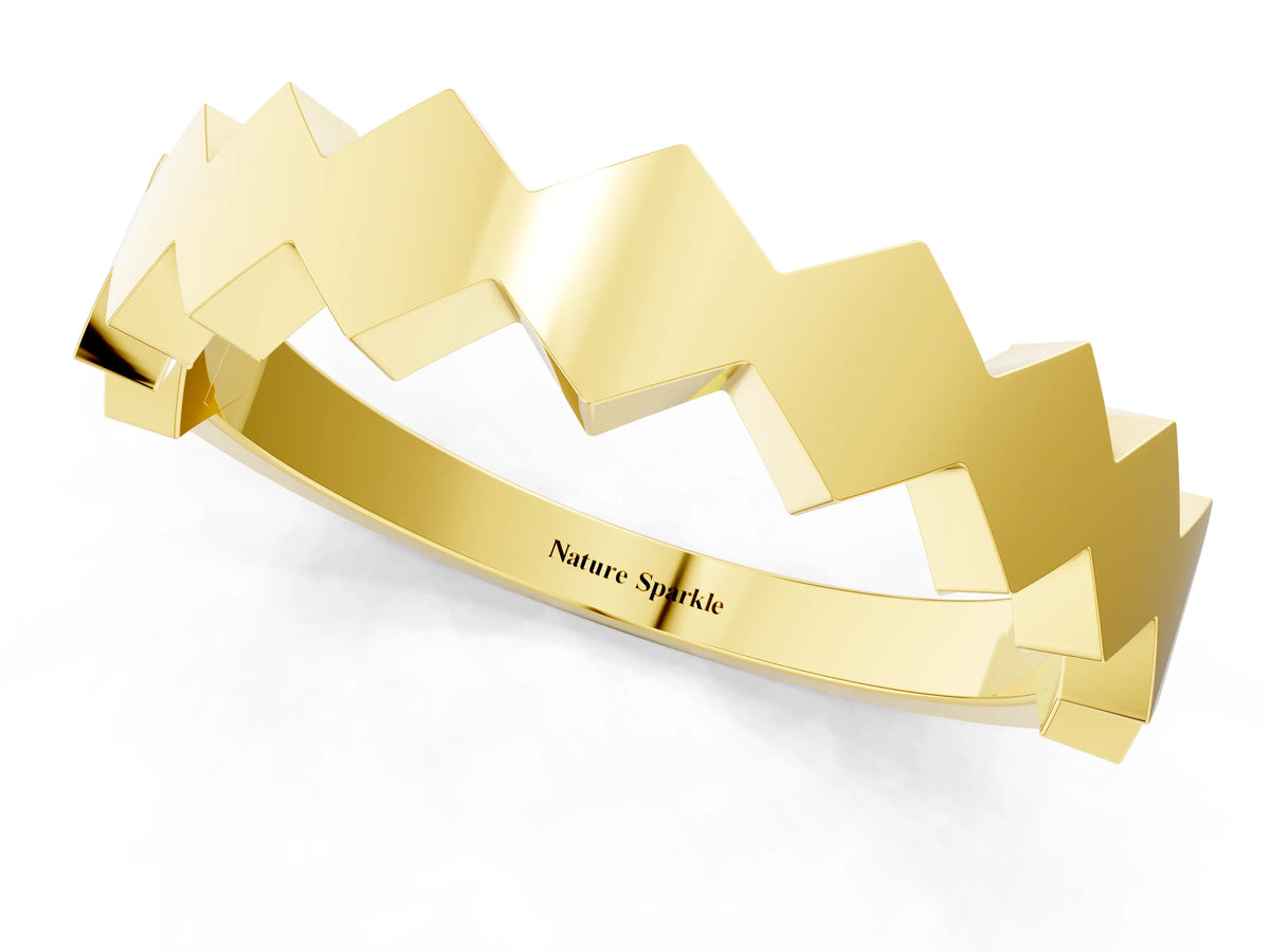 Yellow gold Zigzag Chevron Band with No Stone_1