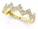 Yellow gold Zigzag Diamond Pave Round Eternity Band with Prong Setting_1